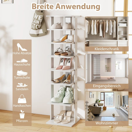 Adjustable 8-Tier Wooden Shoe Rack, Space-Saving, Grey