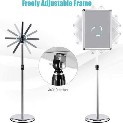 Adjustable A3 Poster Stand – Rotating, Silver Display