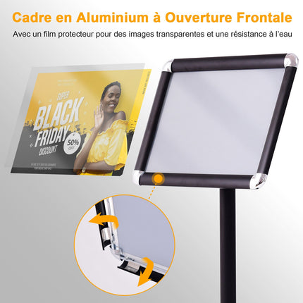 Adjustable A4 Menu Display Stands, Set of 2, Stainless Steel Base