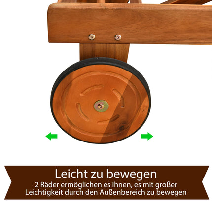 Adjustable Acacia Wood Sun Lounger with Wheels, 198cm