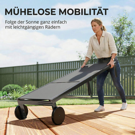 Adjustable Aluminum Sun Lounger with Wheels, Breathable Fabric