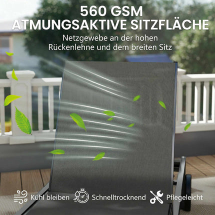 Adjustable Aluminum Sun Lounger with Wheels, Breathable Fabric