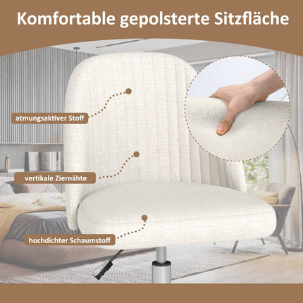 Adjustable Armless Office Chair – Beige, 360 Swivel