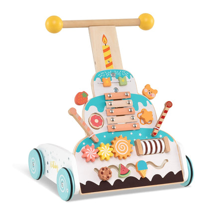 Adjustable Baby Walker with Activity Center, Wooden Toy