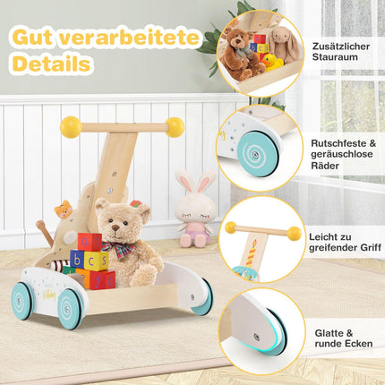 Adjustable Baby Walker with Activity Center, Wooden Toy