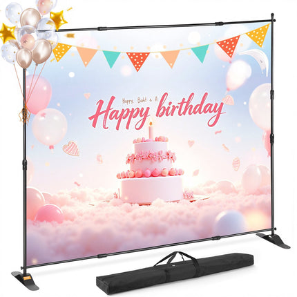 Adjustable Backdrop Banner Stand, 10x8 ft, Carry Bag