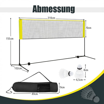 Adjustable Badminton Net Set with Stand, Shuttlecocks, Bag