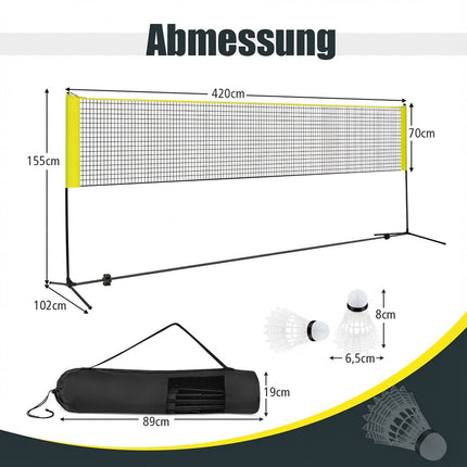 Adjustable Badminton Net Set with Stand and Carry Bag