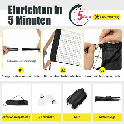 Adjustable Badminton Net Set with Stand and Carry Bag