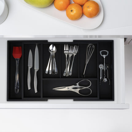Adjustable Bamboo Cutlery Tray for Drawers