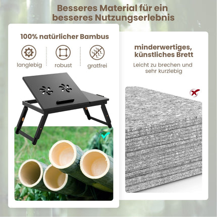 Adjustable Bamboo Laptop Table with Drawer – Brown