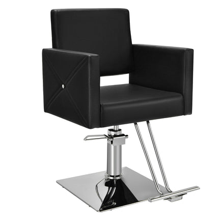 Adjustable Barber Chair with Hydraulic Pump, 360° Swivel, Black