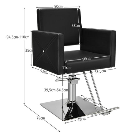Adjustable Barber Chair with Hydraulic Pump, 360° Swivel, Black