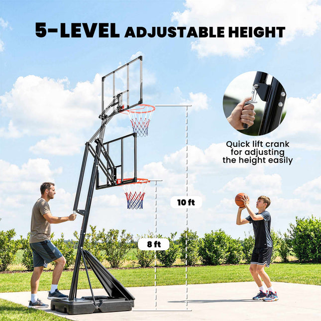 Adjustable Basketball Hoop 2.45-3.05m with Rebound Trainer