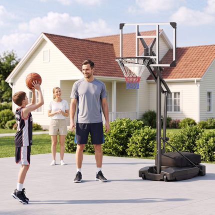 Adjustable Basketball Hoop with Shatterproof Backboard & Wheels