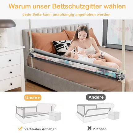 Adjustable Bed Rail Guard, 175cm, Dark Grey