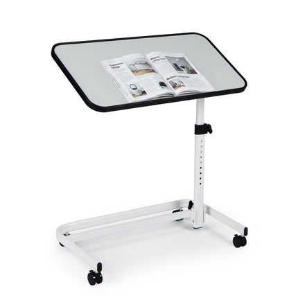 Adjustable Bedside Table with Tilting Top and Casters