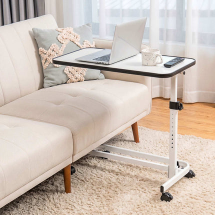 Adjustable Bedside Table with Tilting Top and Casters