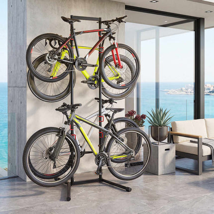 Adjustable Bike Storage Rack for 4 Bikes, Carbon Steel