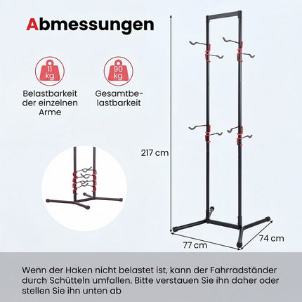 Adjustable Bike Storage Rack for 4 Bikes, Carbon Steel