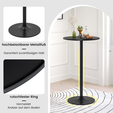 Adjustable Bistro Table Set – 2 Heights, 60 cm Diameter, Black