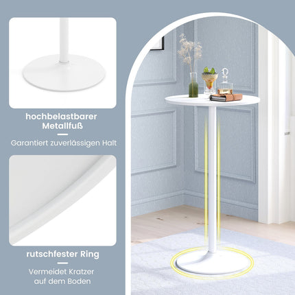 Adjustable Bistro Table Set, 2 Heights, 60 cm Diameter, White
