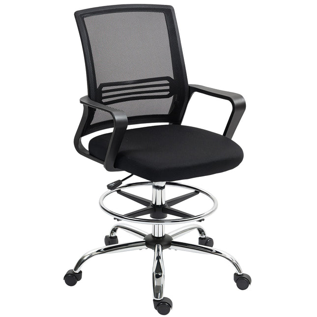 Adjustable Black Mesh Office Chair with Footrest