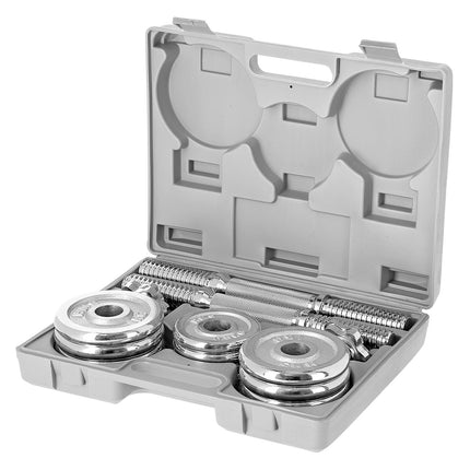 Adjustable Chrome Dumbbells with Case, 15kg