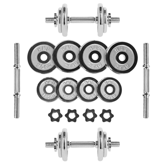 Adjustable Chrome Dumbbells with Case, 20kg
