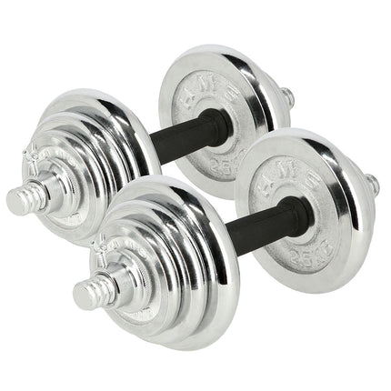 Adjustable Chrome Dumbbells with Case, 20kg Set