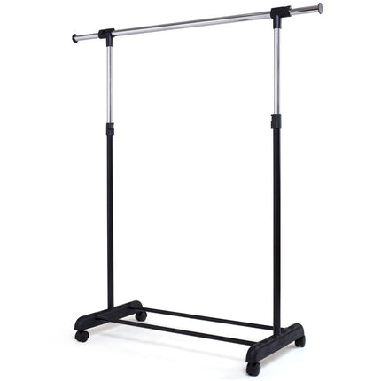 Adjustable Clothes Rack with Shelf and Wheels