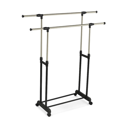 Adjustable Clothes Rack with Wheels – 2 Rails
