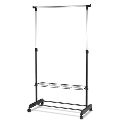 Adjustable Clothes Rack with Wheels and Shoe Racks for Bedroom Wardrobe Black