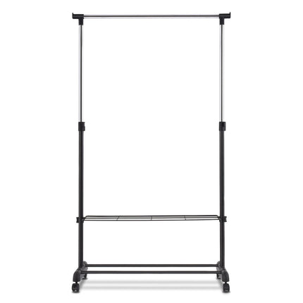 Adjustable Clothes Rack with Wheels and Shoe Racks for Bedroom Wardrobe Black