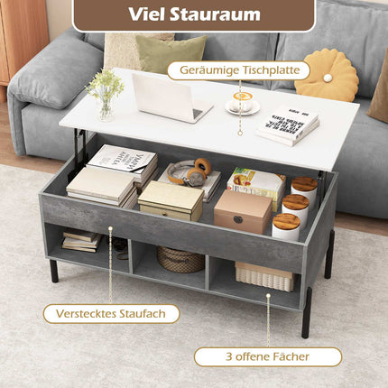 Adjustable Coffee Table with Lift-Top, Storage, Gray