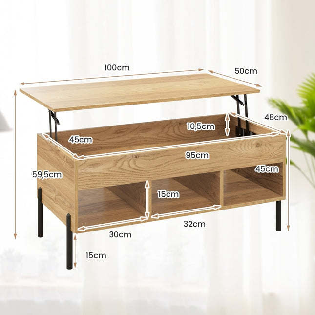 Adjustable Coffee Table with Lift-Top & Storage Shelves