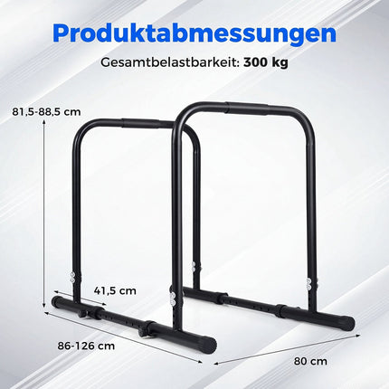 Adjustable Dip Bar Station, 660 LBS Capacity, Black Metal