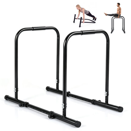 Adjustable Dip Bar Station, 660 LBS Capacity, Black Metal