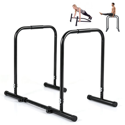 Adjustable Dip Bar Station, 660 lbs Capacity, Black Metal