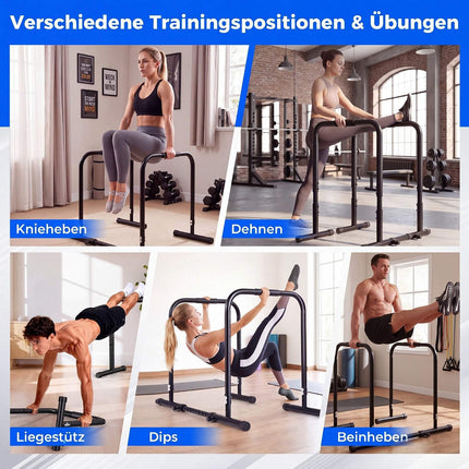 Adjustable Dip Bar Station, 660 lbs Capacity, Black Metal