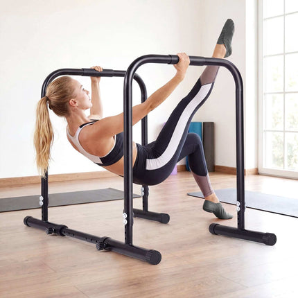 Adjustable Dip Bar Station, 660 lbs Capacity, Black Metal