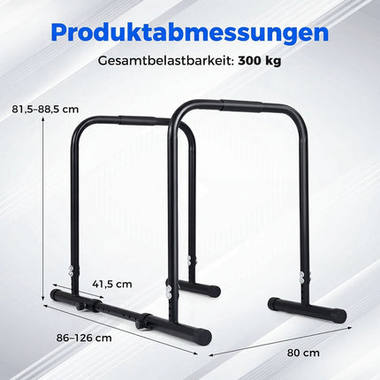 Adjustable Dip Bar Station, 660 lbs Capacity, Black Metal