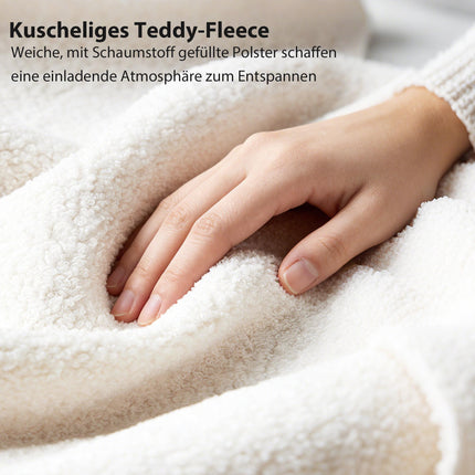Adjustable Double Bed Frame with Teddy Fleece Headboard