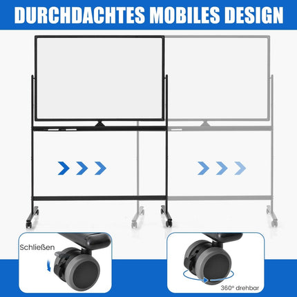 Adjustable Double-Sided Magnetic Whiteboard 120x80 cm
