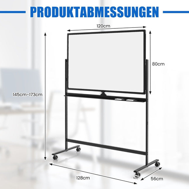 Adjustable Double-Sided Magnetic Whiteboard 120x80 cm