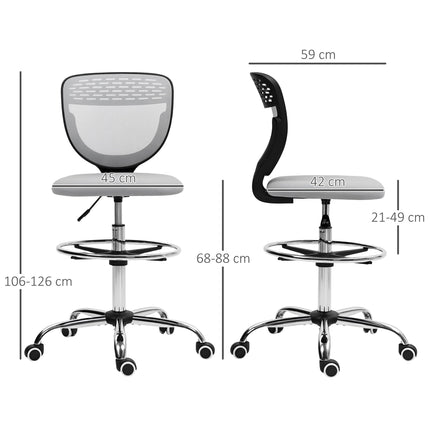 Adjustable Drafting Chair with Footrest, Mesh Back, Grey