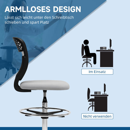 Adjustable Drafting Chair with Footrest, Mesh Back, Grey
