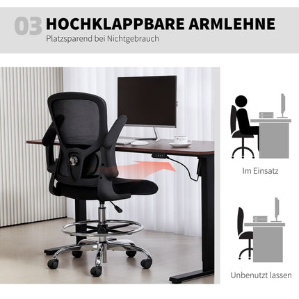 Adjustable Drafting Chair with Lumbar Support – Black