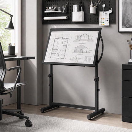 Adjustable Drawing Table with Tilt, Black, 90x60 cm