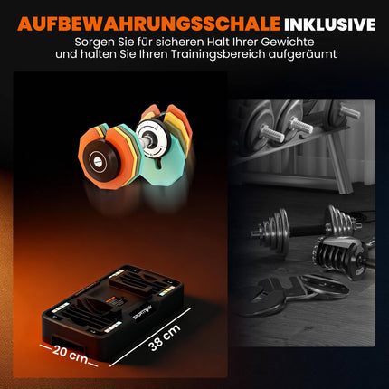 Adjustable Dumbbell Set, 5-25 kg, Non-Slip Grip